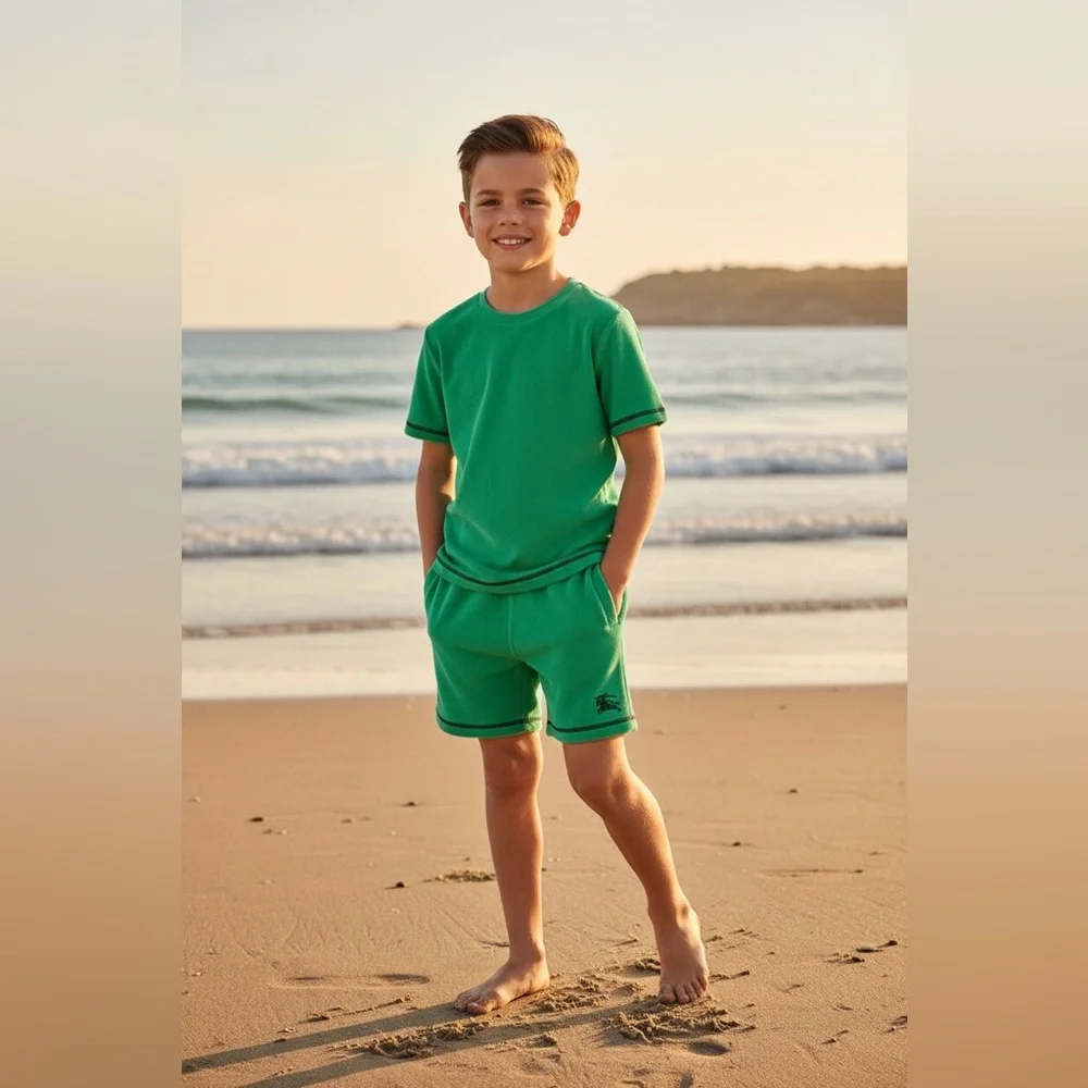 NWT - Burberry Teal Terry Shorts 10 Y - Picture 2 of 9